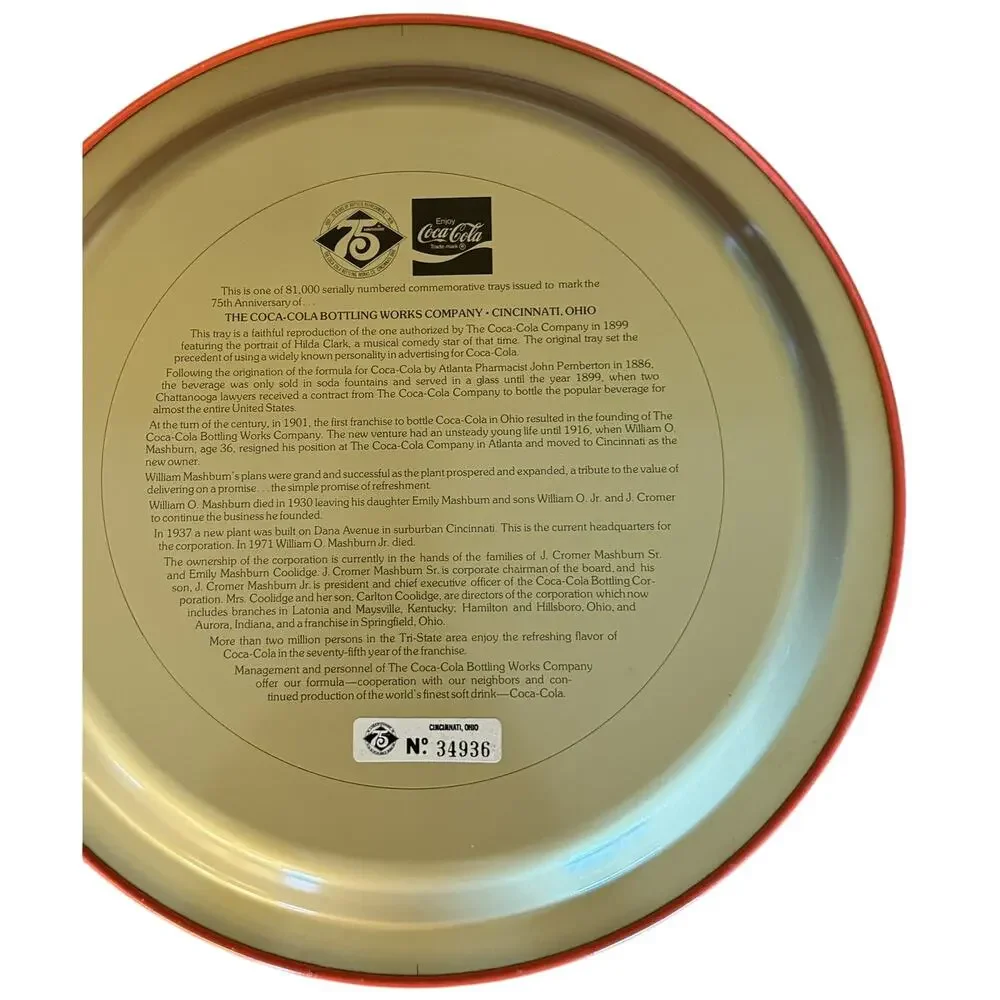 Vintage Coca-cola 75 years Tray #34936